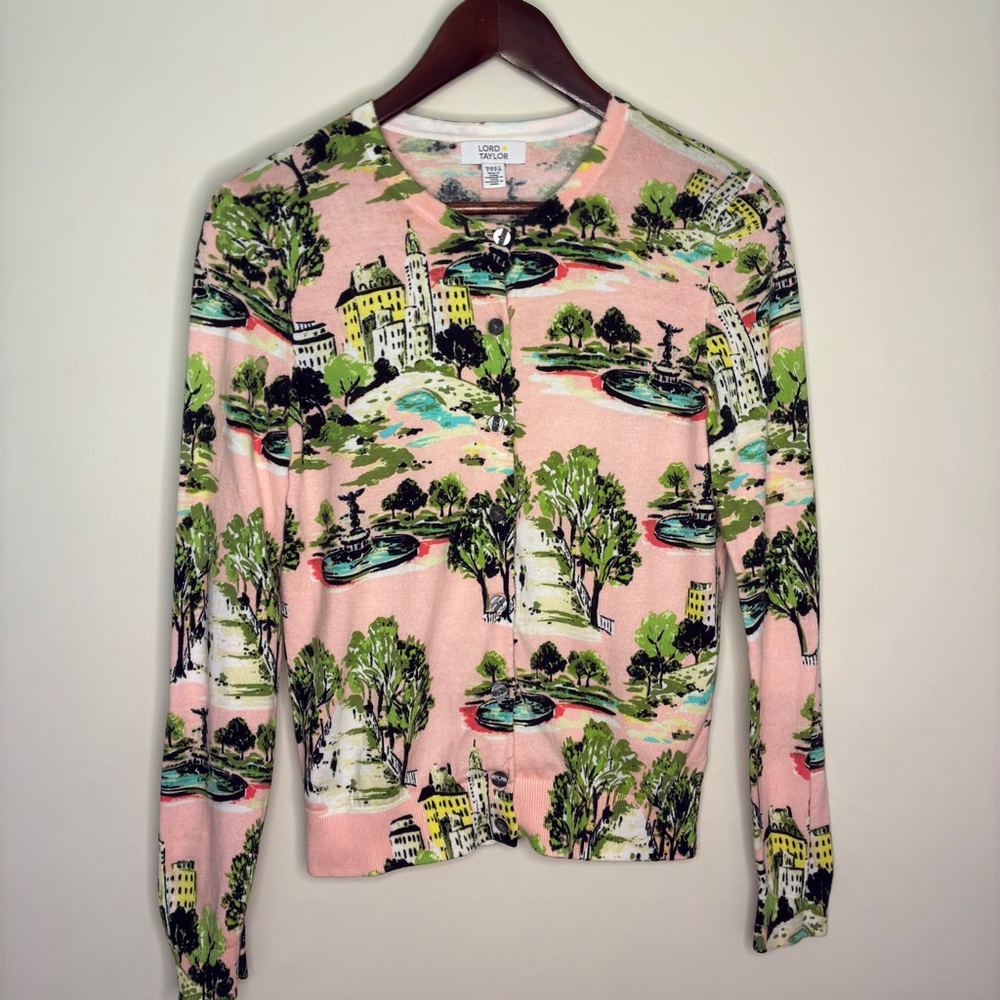 Lord & Taylor 100% Cotton Women Small Pink Button Cardigan-Vintage City Park